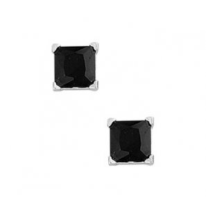 Zilver oorknop met VK zirkonia zwart 10x10 mm - 3096446