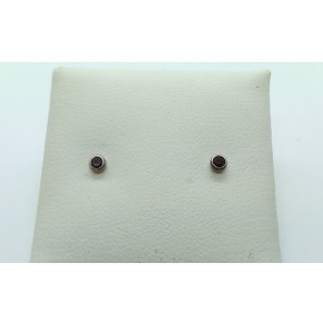 Zilver oorknop 2 mm met rood zirkonia - 3102828