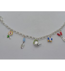 Zilver jass. bedelarmband tuinbedels email 15 cm - 3097573