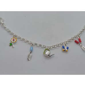 Zilver jass. bedelarmband tuinbedels email 15 cm - 3097573