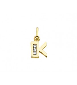 Goud letterhanger met zirkonia K - 2090010