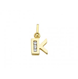 Goud letterhanger met zirkonia K - 2090010