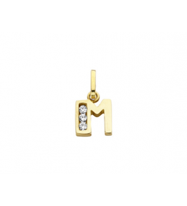 Goud letterhanger met zirkonia M - 2090012