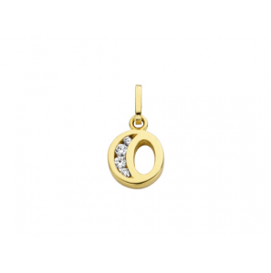 Goud letterhanger met zirkonia O - 2090014