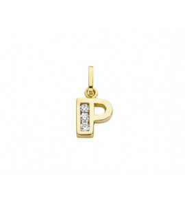 Goud letterhanger met zirkonia P - 2090015