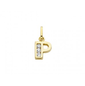 Goud letterhanger met zirkonia P - 2090015