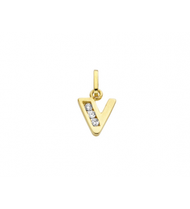 Goud letterhanger met zirkonia V - 2090018