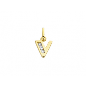 Goud letterhanger met zirkonia V - 2090018