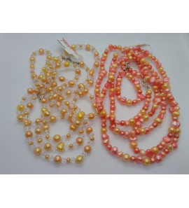 Parel set coll+armb. zw.parel oranje kleur - 2090134