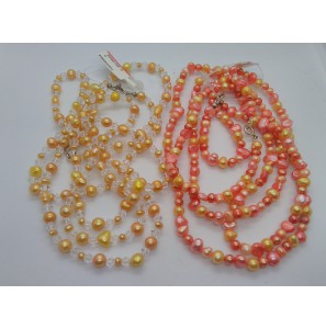 Parel set coll+armb. zw.parel oranje kleur - 2090134