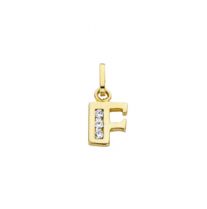 Goud letterhanger met zirkonia F - 2090005