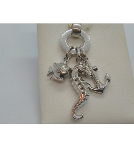 Zilver hanger RH glans met zeepaard/vis/anker - 3099242