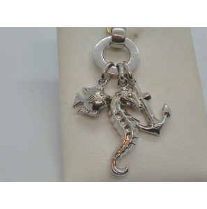 Zilver hanger RH glans met zeepaard/vis/anker - 3099242