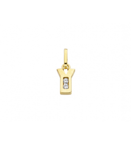 Goud letterhanger met zirkonia Y - 2090021