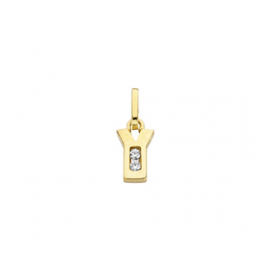 Goud letterhanger met zirkonia Y - 2090021