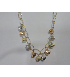 Goud collier tri-colour met verv.vierkantjes 45 cm - 3085364