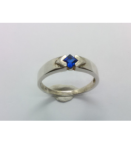 Zilver dames ring met zirkonia blauw mt. 19 - 3017600