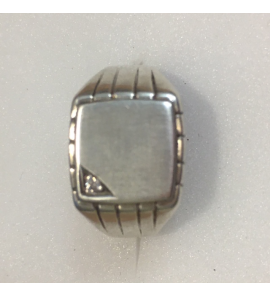 Zilver heren ring vierkant bewerkt met zirkonia - 3103581