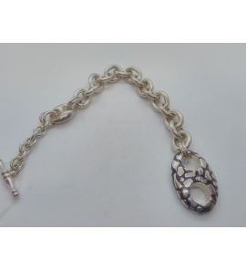 Zilver armband anker koffieboon email zwart 20 cm - 3110374