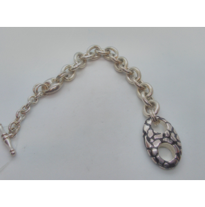 Zilver armband anker koffieboon email zwart 20 cm - 3110374