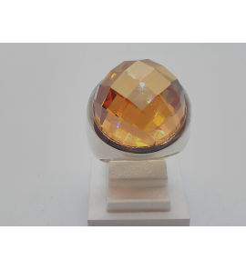 Zilver dames ring met zirkonia facet champagne - 3110385