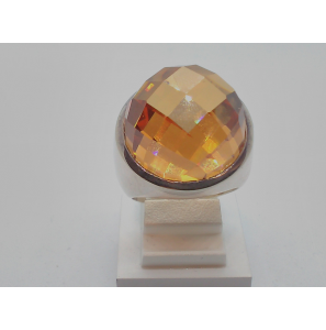 Zilver dames ring met zirkonia facet champagne - 3110385