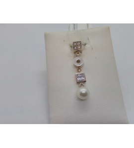 Zilver hanger met zirkonia + parel - 3110395