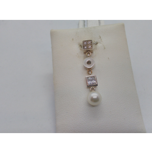 Zilver hanger met zirkonia + parel - 3110395