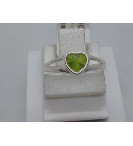 Zilver kinderring met steen groen hartje - 3110409