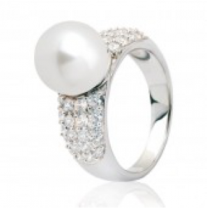 ZINZI zil. ring met parel en zirkonia's mt.54 - 3110640