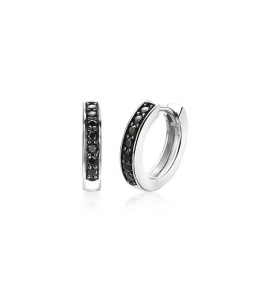 ZINZI zlv. klapcreolen 15x3 mm met zwarte zirconia - 3110773
