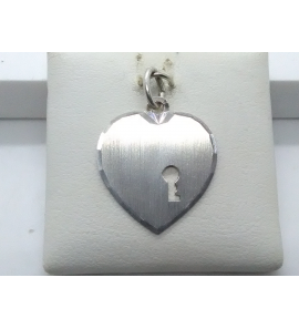 Zilver graveerplaat hartje 15.5 mm met uitg sleuteltje - 3111115