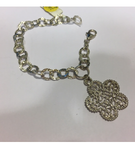 Zilver armband  met hanger bloem open 19 cm - 3111527