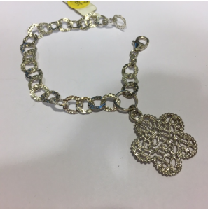 Zilver armband  met hanger bloem open 19 cm - 3111527