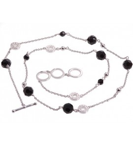 ZINZI zilver collier Swarovski zwart 70 cm - 3111662