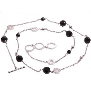 ZINZI zilver collier Swarovski zwart 70 cm - 3111662