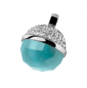 ZINZI zilver hanger zirc/turquoise cat-eye - 3111686