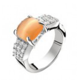 ZINZI zilver ring oranje cat-eye mt.56 - 3111724
