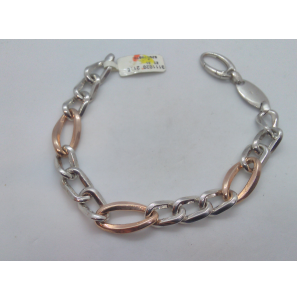Zilver armband gourmet met rose verguld 21.5 cm - 3111820
