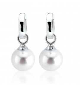 ZINZI zlv. creoolhangers parel wit 10 mm - 3111831