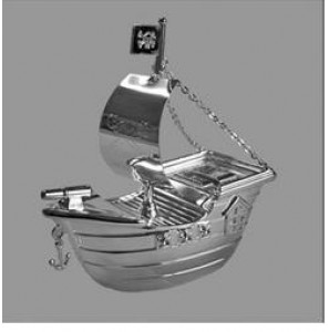 Verzilverde spaarpot piratenschip - 3111907