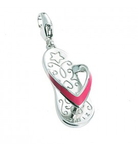 ZINZI zilver charms teenslipper groot email roze - 3112034