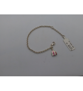 Zilver armband anker met hanger hart email wit/roze 16 cm - 3112164