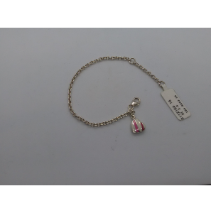 Zilver armband anker met hanger hart email wit/roze 16 cm - 3112164