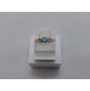 Zilver kinderring met zirkonia l.blauw mt. 12½ - 3112209