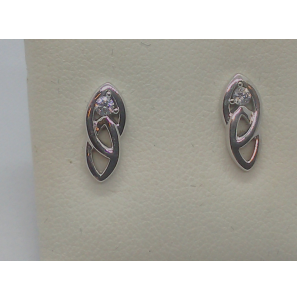 Goud wit oorknop met zirkonia - 3112302