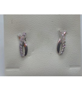 Goud wit oorknop met zirkonia - 3112303