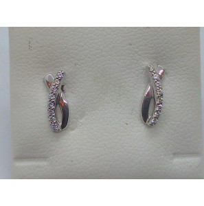 Goud wit oorknop met zirkonia - 3112303