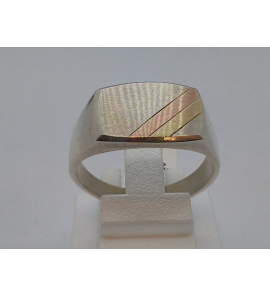 Ziver heren ring cachet met geel/rood goud mt. 20¾ - 3112435