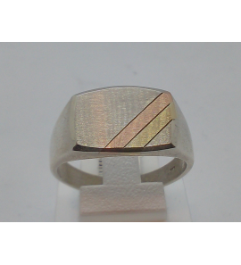 Ziver heren ring cachet met geel/rood goud mt. 21 - 3112436